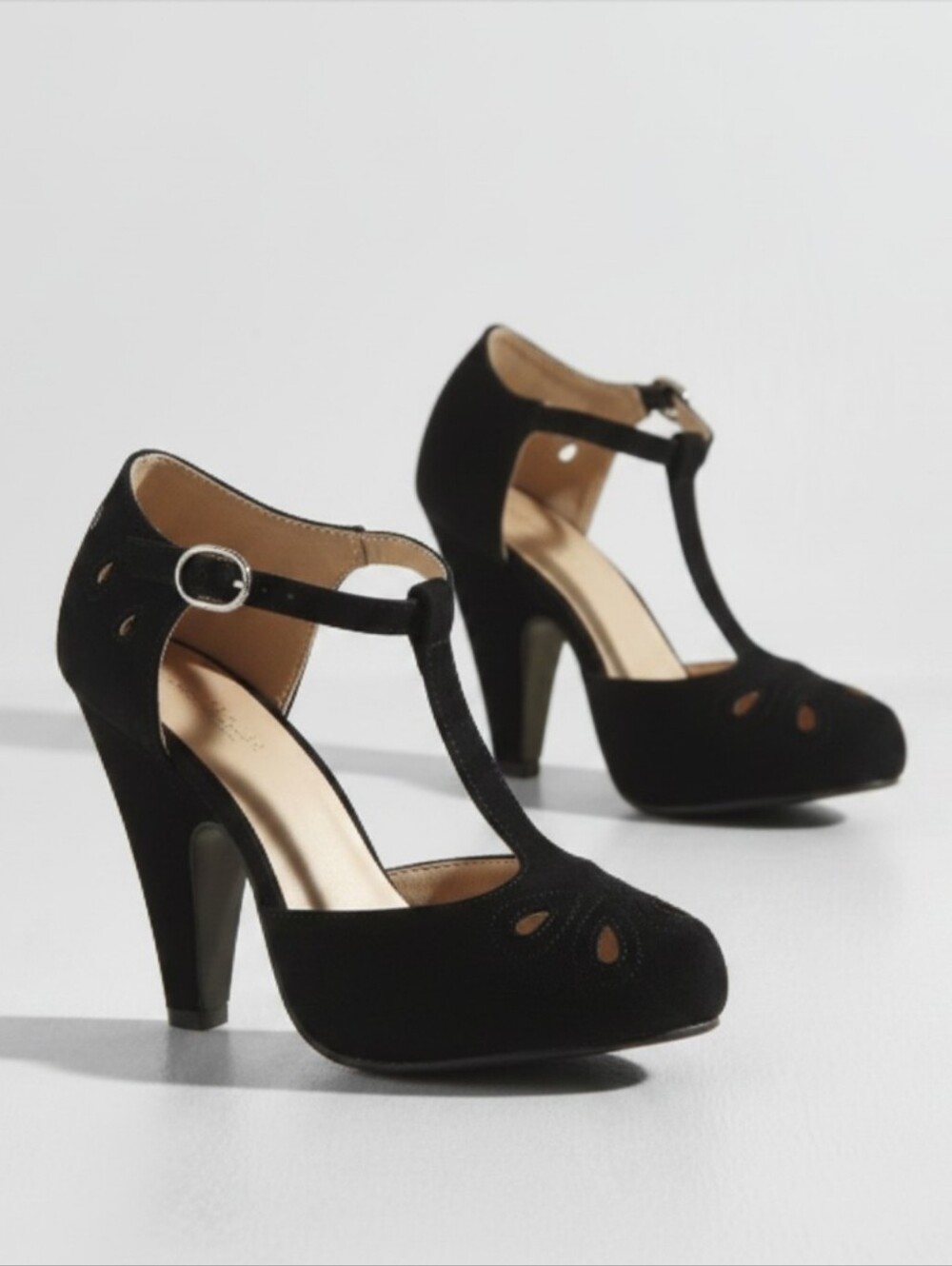 Modcloth T-strap Black Heels Size 8